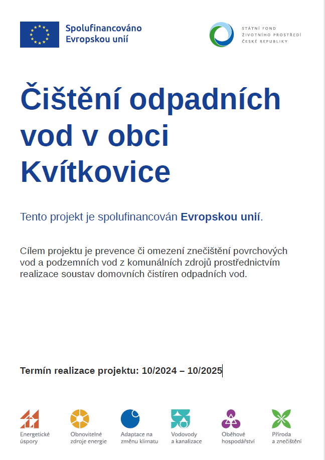 Čištění odpadních vod v obci Kvítkovice